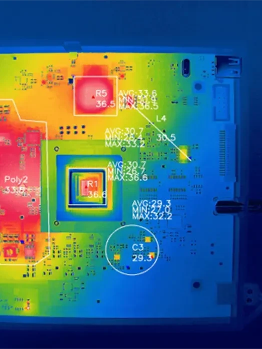 our-services-03 infrared thermal imaging camera identify fault points on a circuit board